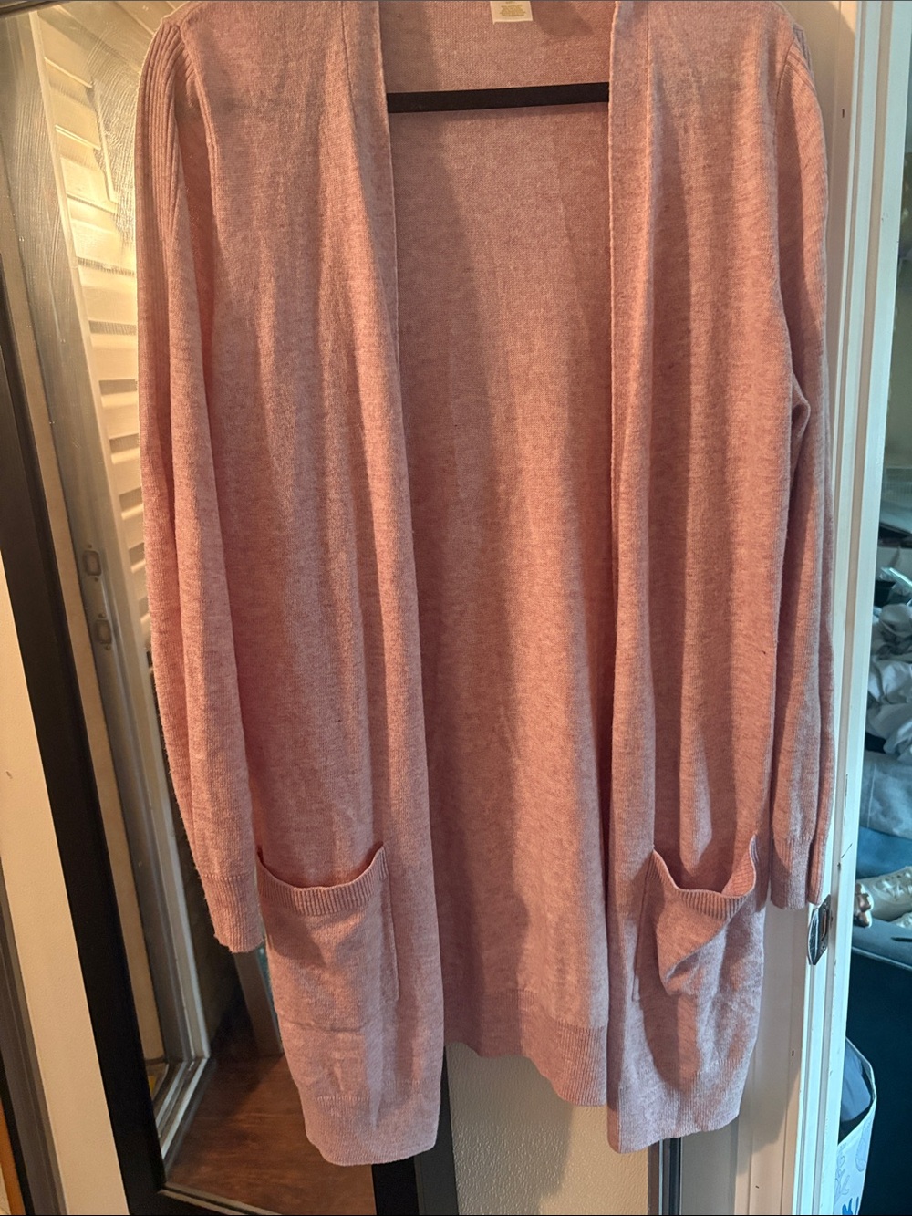 Matty M Light Pink Open-Front Cardigan with Pockets